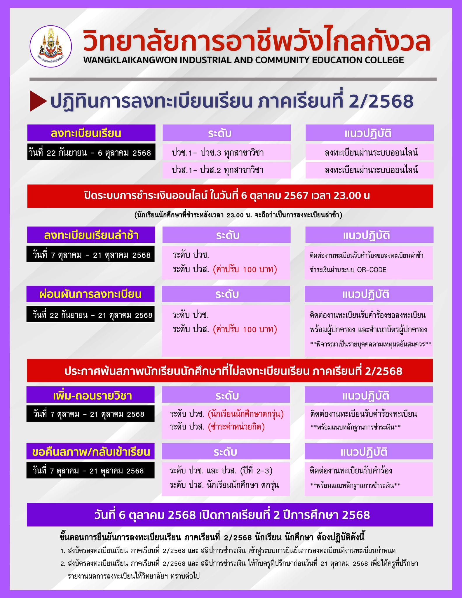 กำหนดค่าใช้จ่ายการลงทะเบียน